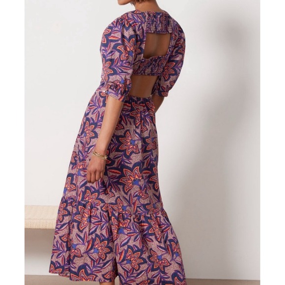 NWT Evereve Noelle Open Back Cut Outdoor Floral Print Maxi Dress Women's Size XS - Picture 2 of 11